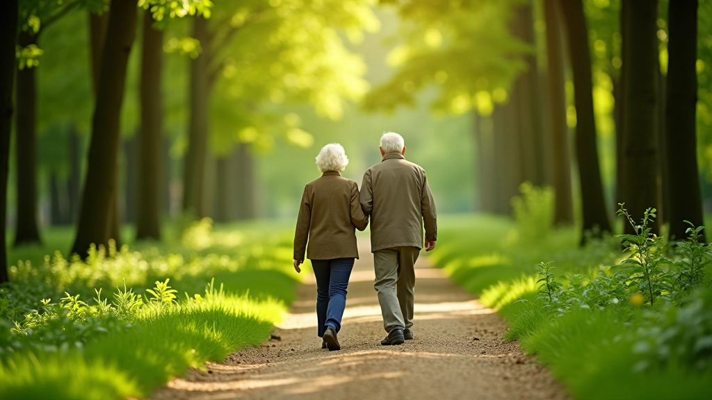 Seniori pastaigājas pa meža aleju Cēsu pils parkā, skaidrs skaņš uz Gauju ieleju